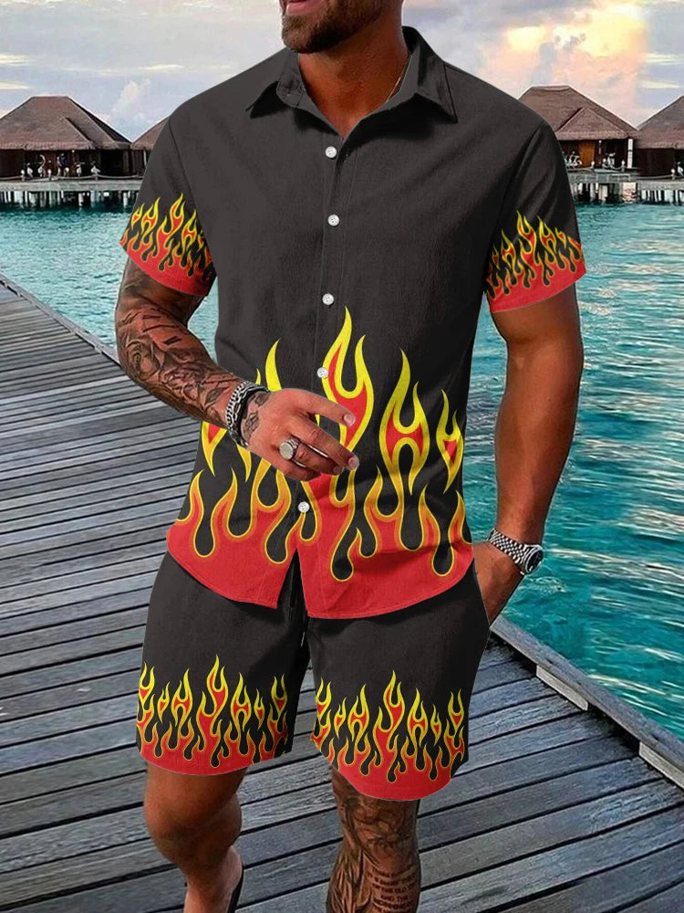 2024 Hawaiian Men's Short-sleeved Shirt And Beach Shorts Set Daily Comfortable Men's Casual Shirt Summer Breathable Men's Shorts