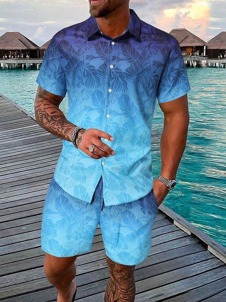 2024 Hawaiian Men's Short-sleeved Shirt And Beach Shorts Set Daily Comfortable Men's Casual Shirt Summer Breathable Men's Shorts