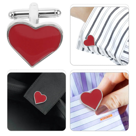 1 Pair Heart Cufflinks Valentines Day Cufflinks for Tuxedo Formal Events Business Attire Special Occasions Wedding Party Accesso