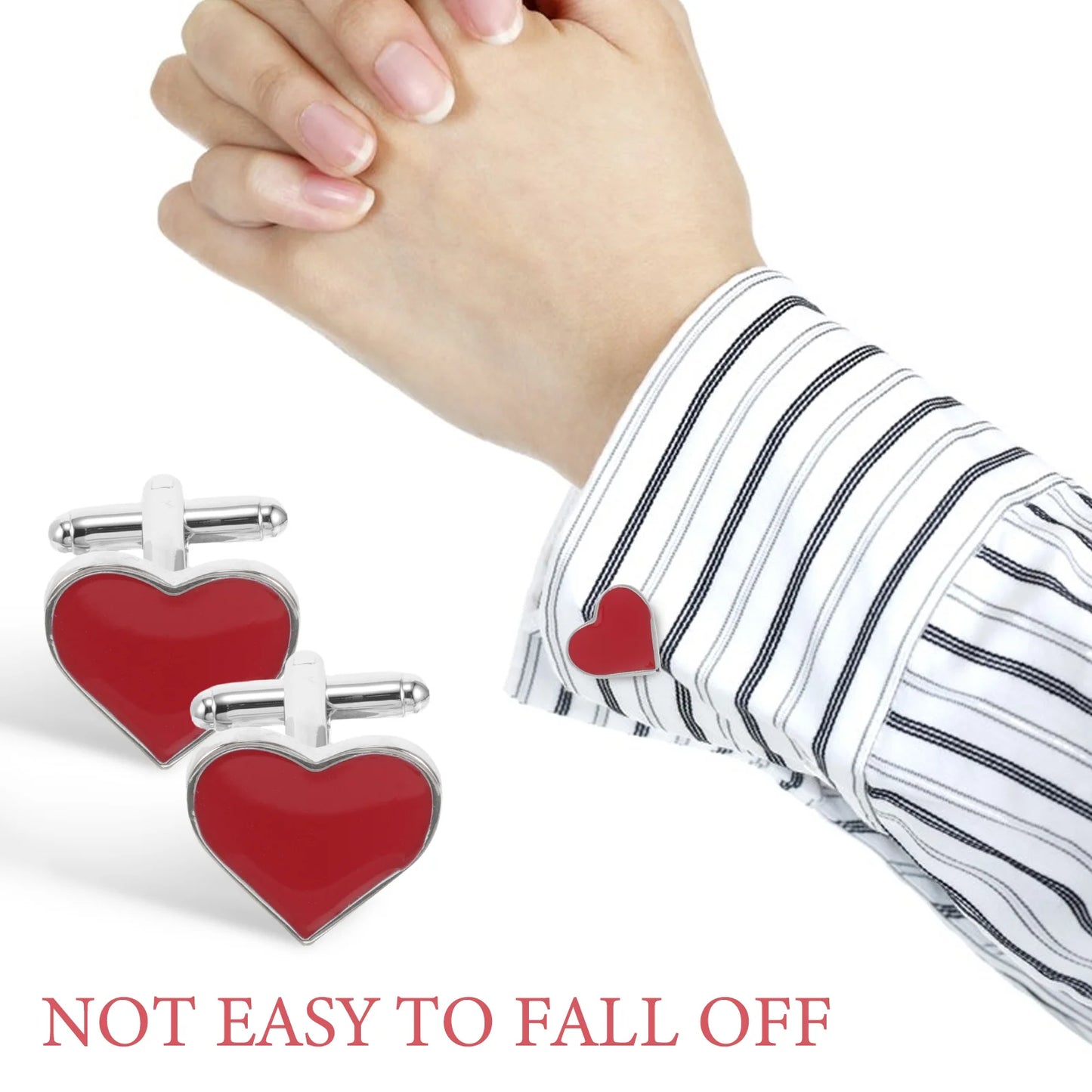 1 Pair Heart Cufflinks Valentines Day Cufflinks for Tuxedo Formal Events Business Attire Special Occasions Wedding Party Accesso