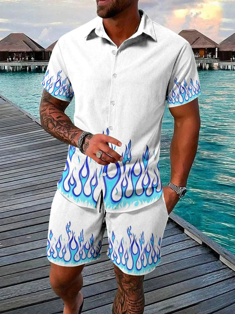 2024 Hawaiian Men's Short-sleeved Shirt And Beach Shorts Set Daily Comfortable Men's Casual Shirt Summer Breathable Men's Shorts