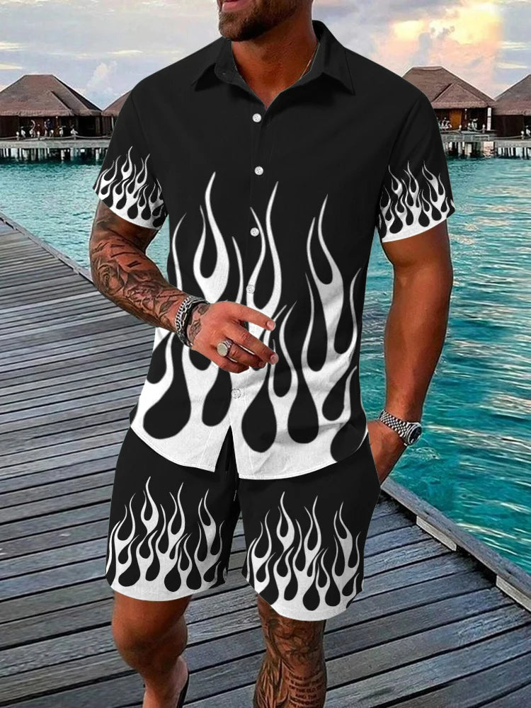 2024 Hawaiian Men's Short-sleeved Shirt And Beach Shorts Set Daily Comfortable Men's Casual Shirt Summer Breathable Men's Shorts